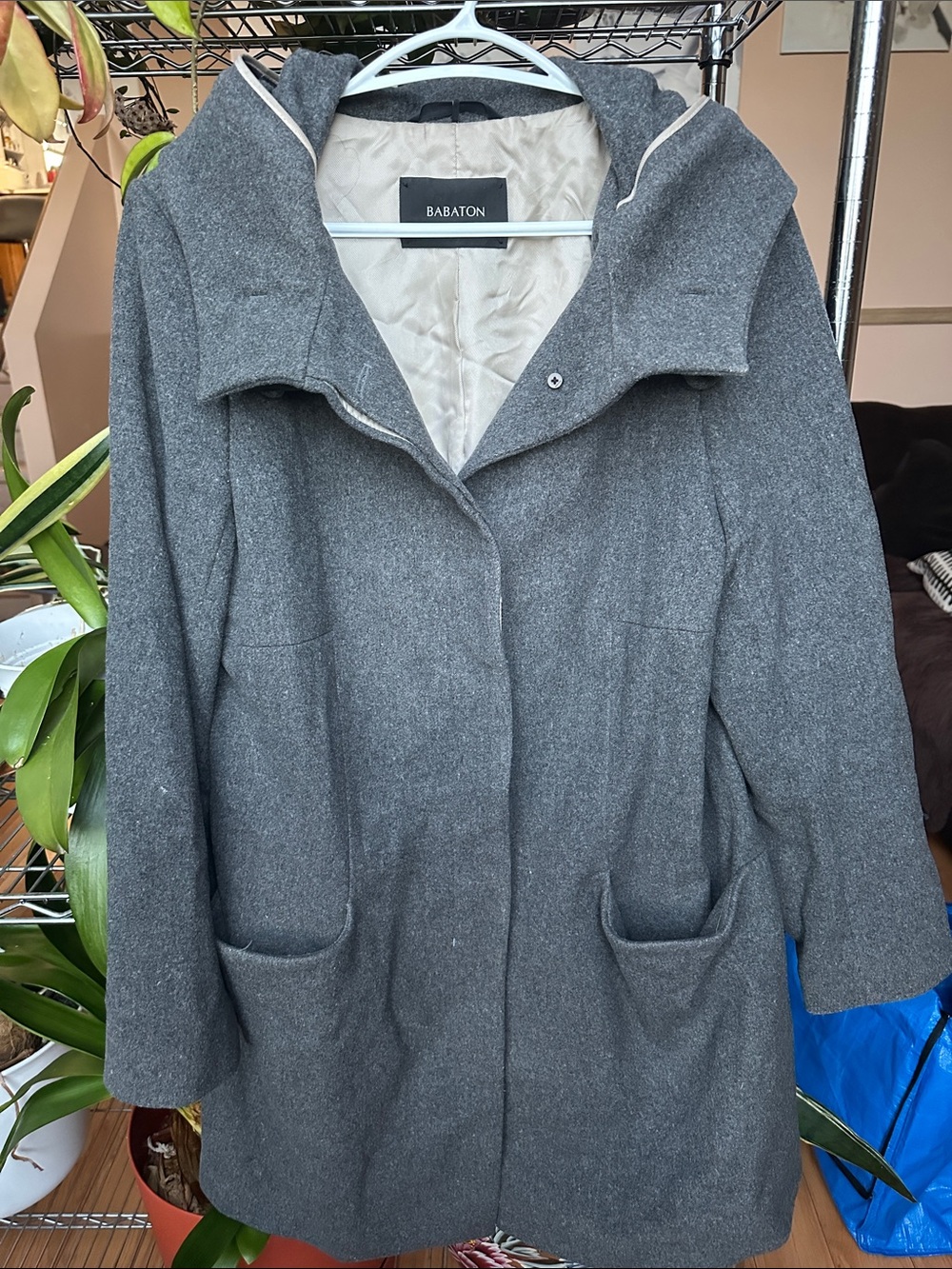 Babaton Wool-Blend Pea Coat with Hood